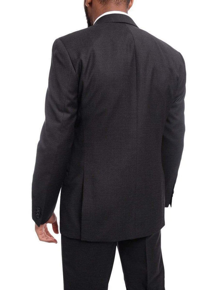 Mens Slim Fit Two Button 100% Wool Suit - Charcoal Gray