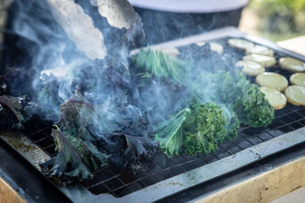 vegetables being cooked on Kasai Spare mesh on top of Kasai Grill.