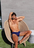 Navy Arrows Textured Swim Brief W/Buckle St-8021-01