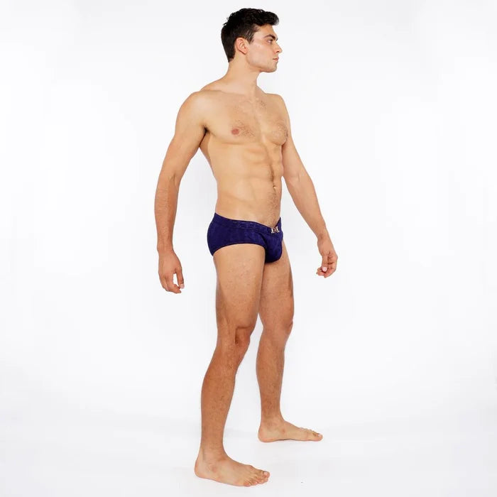 Navy Arrows Textured Swim Brief W/Buckle St-8021-01