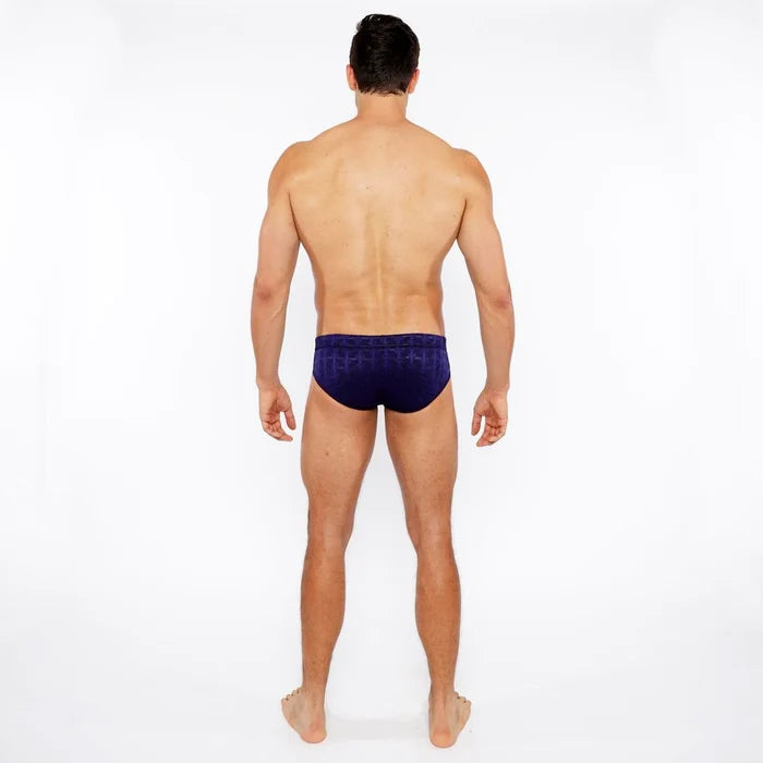 Navy Arrows Textured Swim Brief W/Buckle St-8021-01