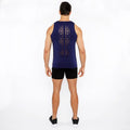 Navy Circle Spine Laser Cut Stretch Jersey Tank Top St-20050