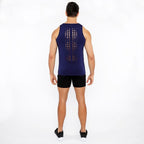 Navy Circle Spine Laser Cut Stretch Jersey Tank Top St-20050