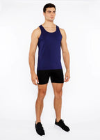 Navy Circle Spine Laser Cut Stretch Jersey Tank Top St-20050