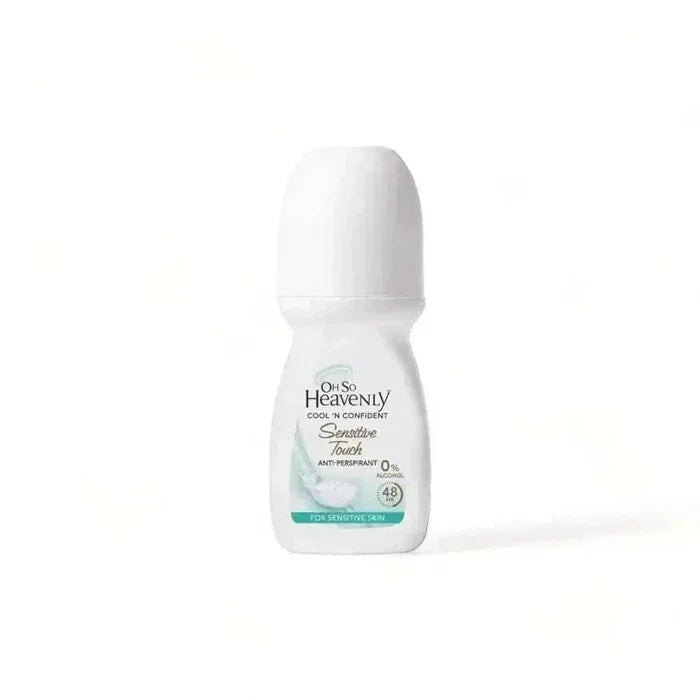 Oh So Heavenly Cool 'n Confident Sensitive Touch 50ml roll-on anti-perspirant, 48-hour protection, vegan, alcohol-free, softens skin, minimizes marks