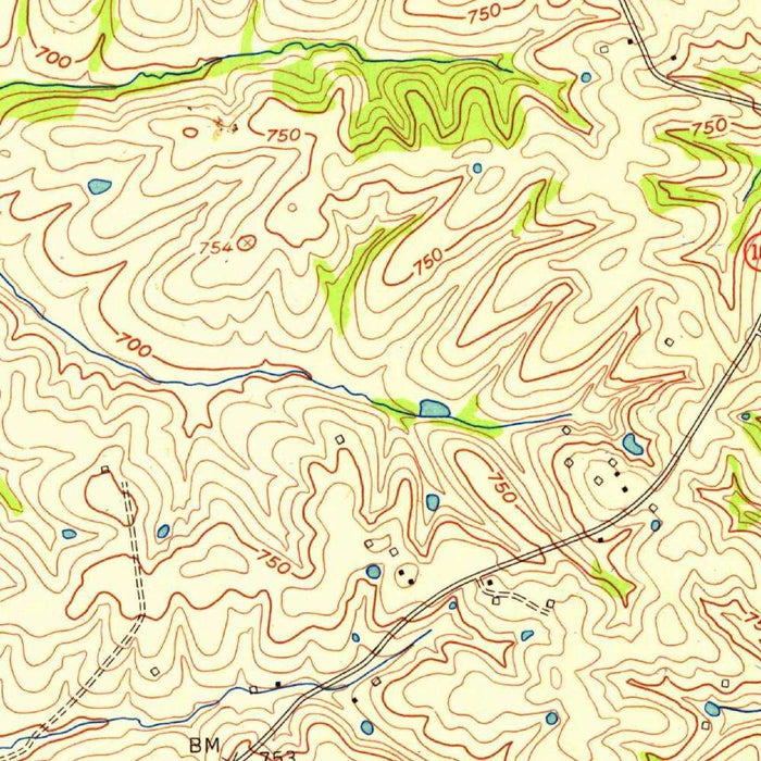 Old Map of Bardstown, Kentucky by USGS, 1953 – Nelson County, Rolling Fork River & Beech Fork River