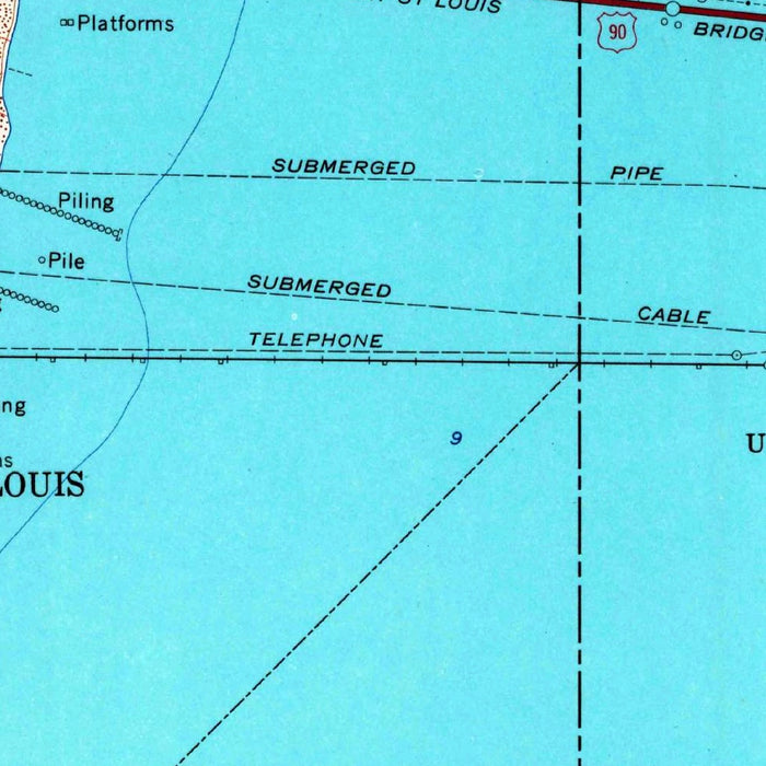 Old Map of Bay St. Louis, Mississippi by USGS, 1956 – St. Louis Bay & Mississippi Sound