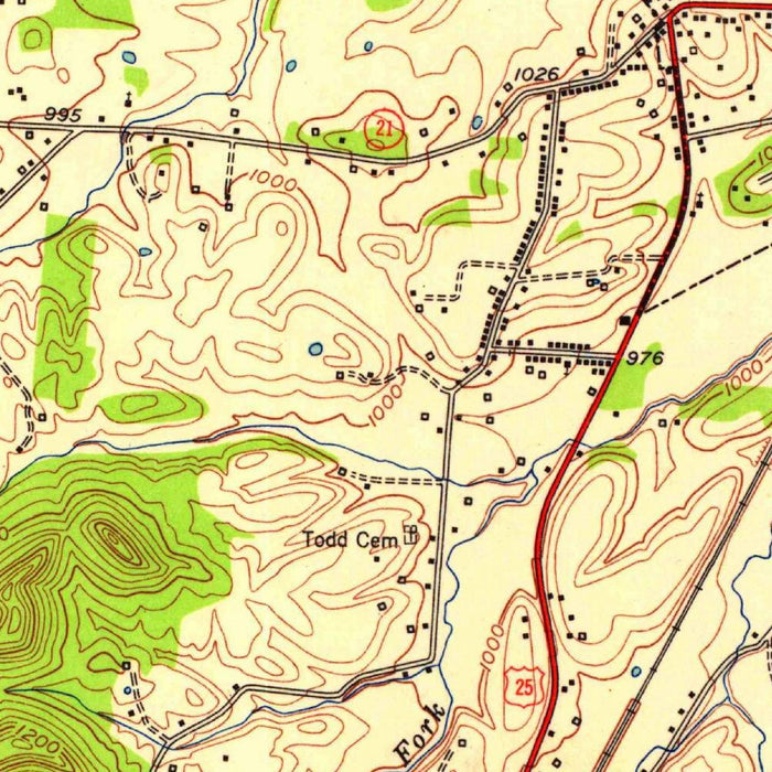 Old Map of Berea, Kentucky by USGS, 1952 – Richmond, Berea College & Kentucky River