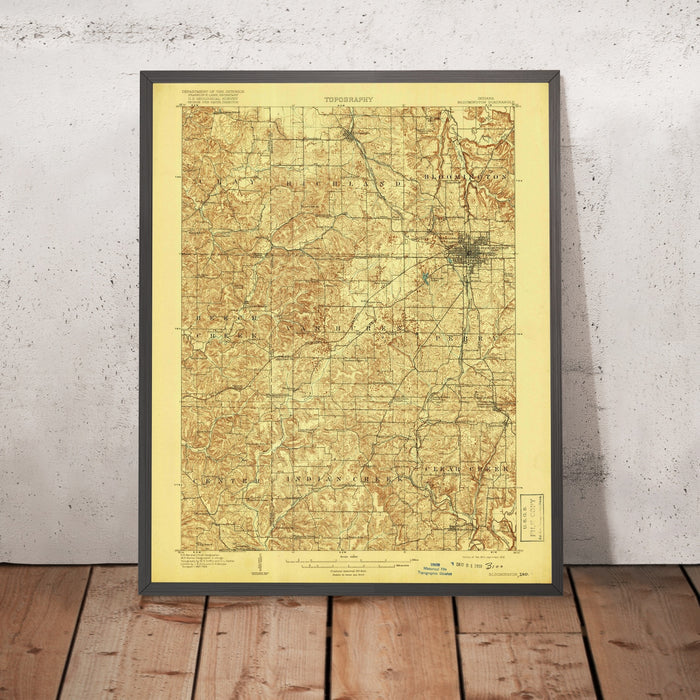 Old Map of Bloomington, Indiana by USGS, 1910 – Ellettsville, Monroe Lake & Lake Lemon