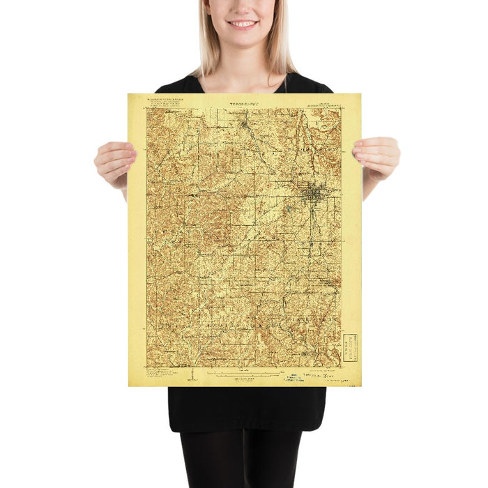 Old Map of Bloomington, Indiana by USGS, 1910 – Ellettsville, Monroe Lake & Lake Lemon