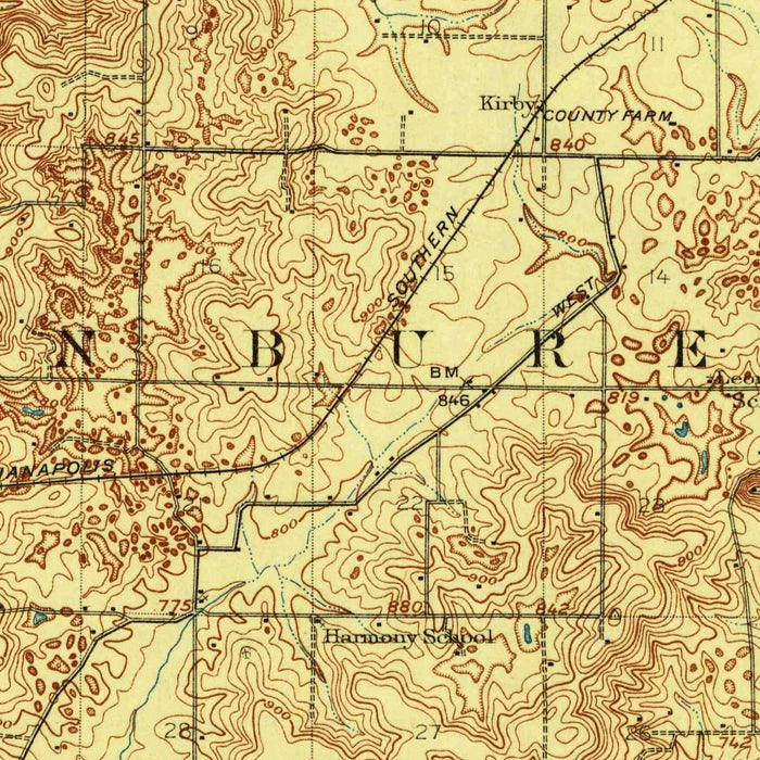 Old Map of Bloomington, Indiana by USGS, 1910 – Ellettsville, Monroe Lake & Lake Lemon