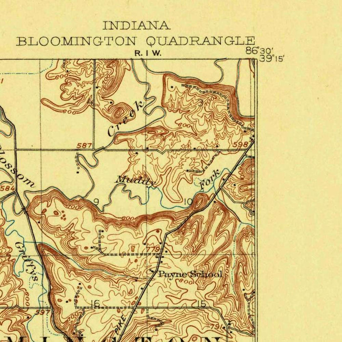 Old Map of Bloomington, Indiana by USGS, 1910 – Ellettsville, Monroe Lake & Lake Lemon