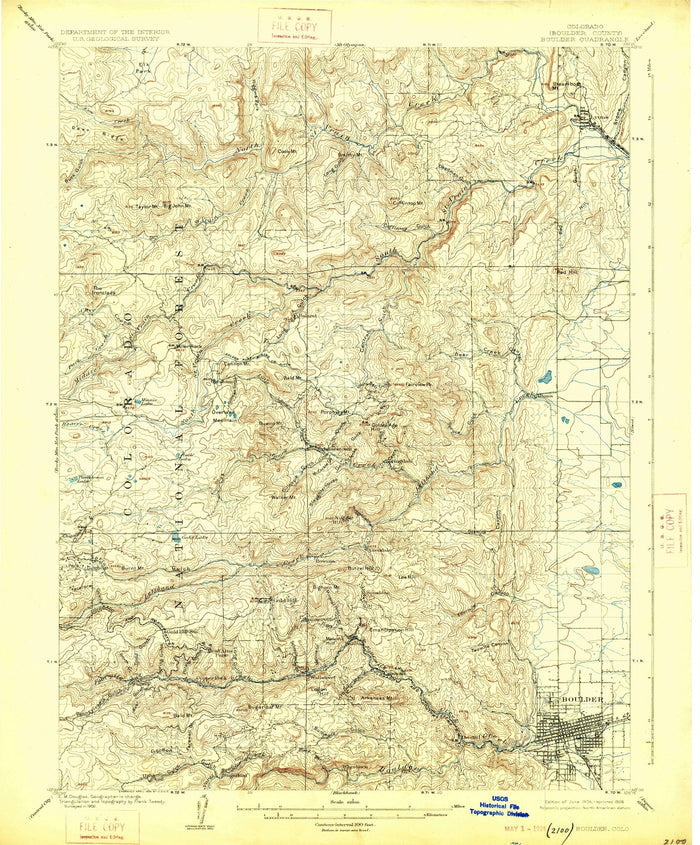 Old Map of Boulder, Colorado by USGS, 1904 – Gunbarrel, Table Mountain & South Boulder Creek