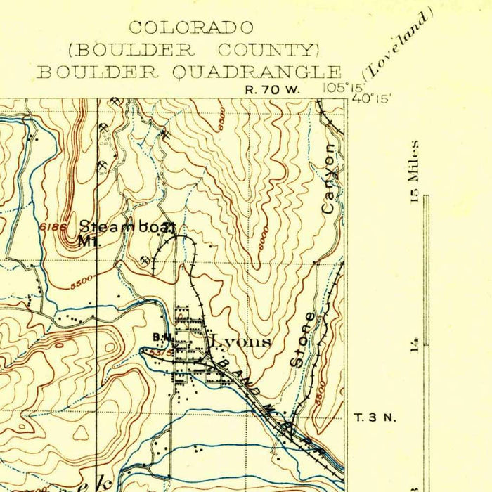 Old Map of Boulder, Colorado by USGS, 1904 – Gunbarrel, Table Mountain & South Boulder Creek