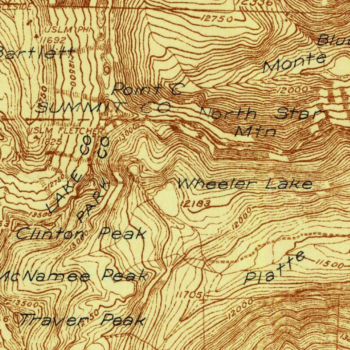 Old Map of Breckenridge, Colorado by USGS, 1938 – Quandary Peak, Blue River & Mount Lincoln