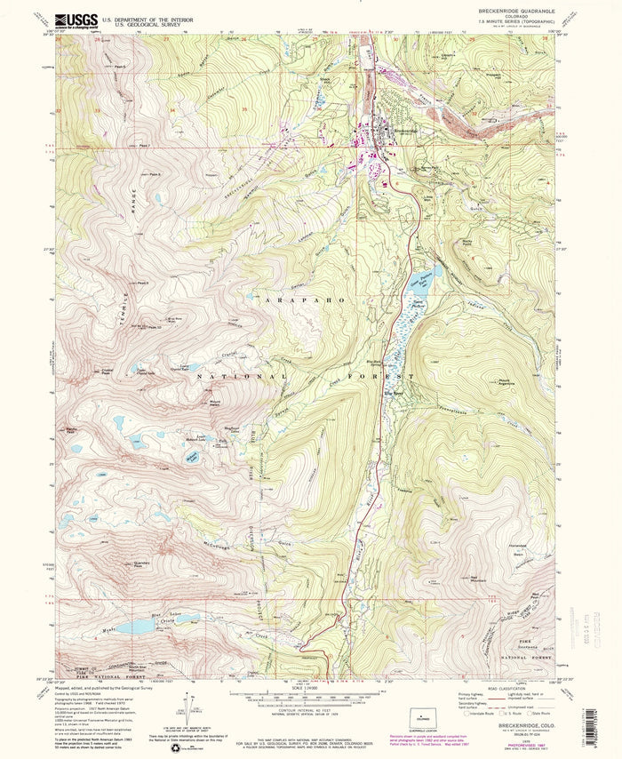 Old Map of Breckenridge, Colorado by USGS, 1970 – Frisco, Quandary Peak & Hoosier Pass