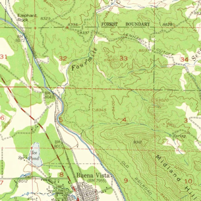Old Map of Buena Vista, Colorado by USGS, 1955 – Arkansas River, Collegiate Peaks & Mount Princeton