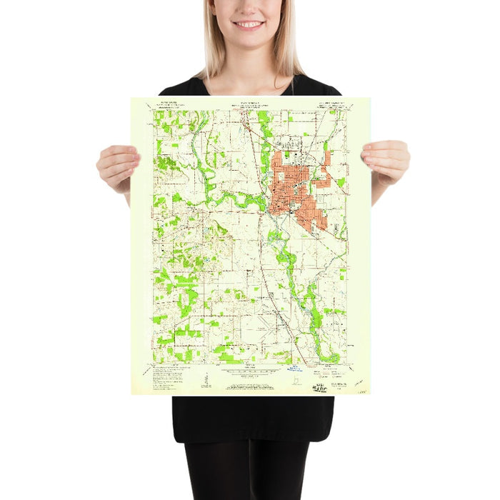 Old Map of Columbus, Indiana by USGS, 1958 – White River, Haw Creek & Bartholomew County