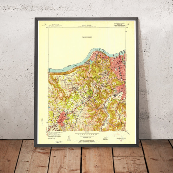 Old Map of Covington, Kentucky by USGS, 1950 – Cincinnati & Ohio River