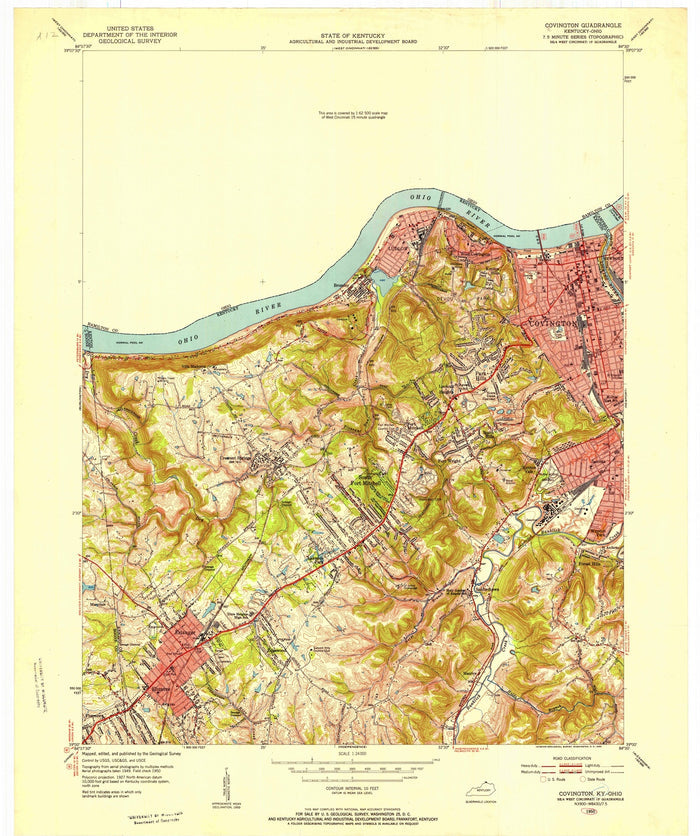 Old Map of Covington, Kentucky by USGS, 1950 – Cincinnati & Ohio River
