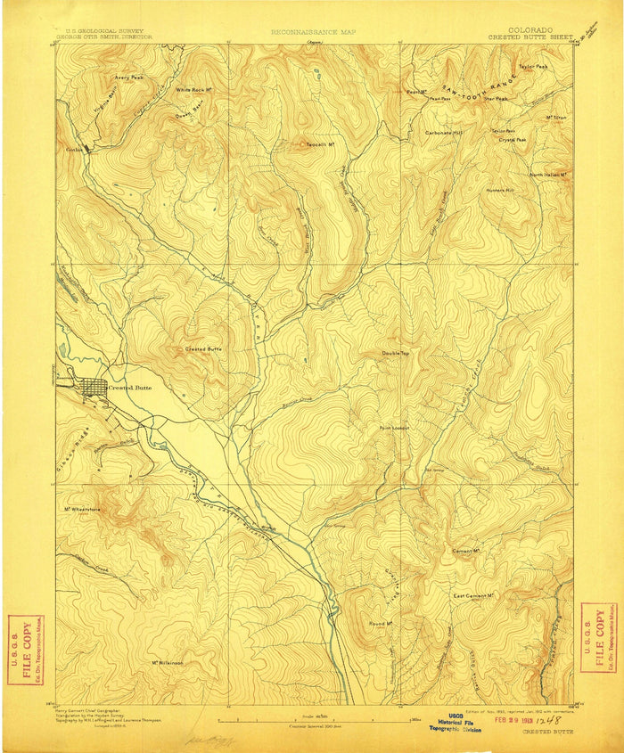 Old Map of Crested Butte, Colorado by USGS, 1893 – Gothic, Kebler Pass & West Elk Mountains