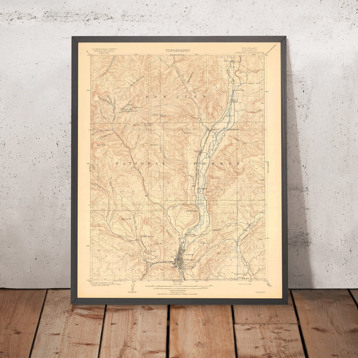 Old Map of Durango, Colorado by USGS, 1908 – Animas River, Silverton & San Juan National Forest