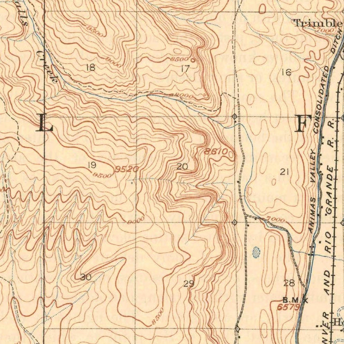 Old Map of Durango, Colorado by USGS, 1908 – Animas River, Silverton & San Juan National Forest