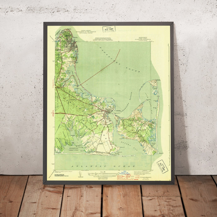 Old Map of Edgartown, Massachusetts by USGS, 1944 – Martha’s Vineyard, Oak Bluffs & Chappaquiddick Island