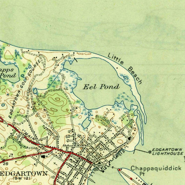 Old Map of Edgartown, Massachusetts by USGS, 1944 – Martha’s Vineyard, Oak Bluffs & Chappaquiddick Island