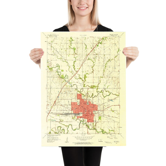 Old Map of Emporia, Kansas by USGS, 1957 – Cottonwood River & Flint Hills