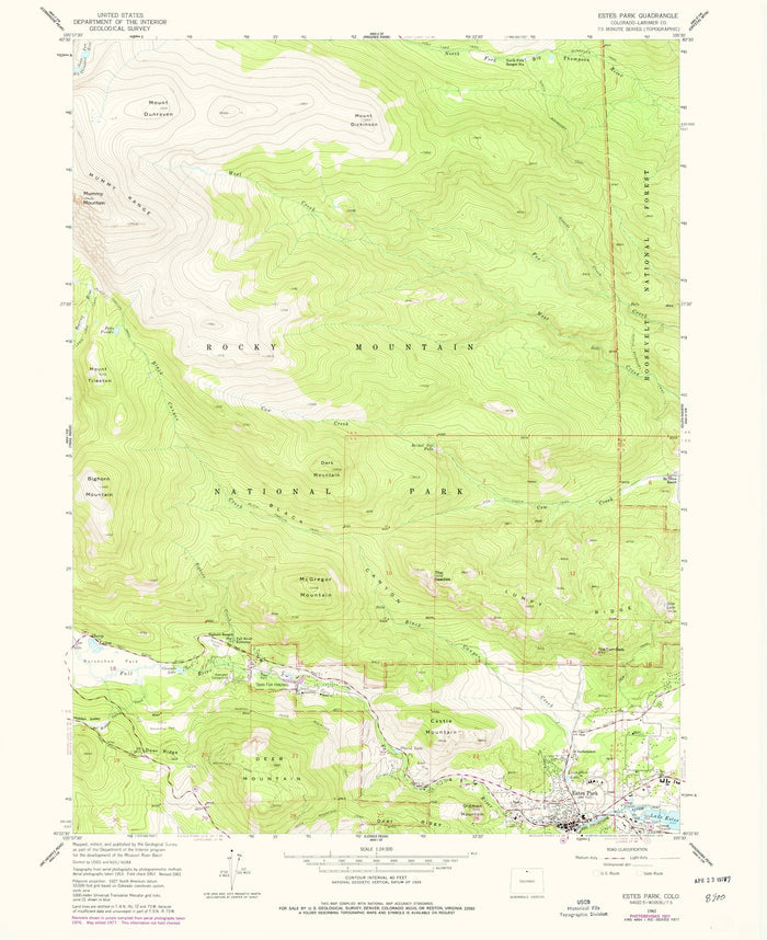 Old Map of Estes Park, Colorado by USGS, 1961 – Rocky Mountain National Park & Bear Lake
