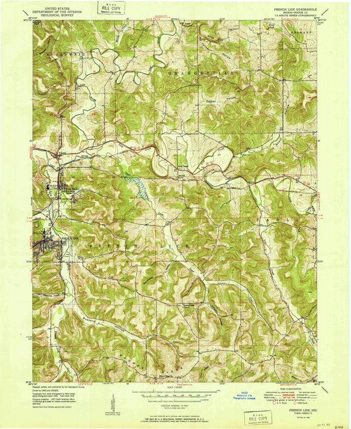 Old Map of French Lick, Indiana by USGS, 1951 – West Baden Springs, Paoli & Hoosier National Forest