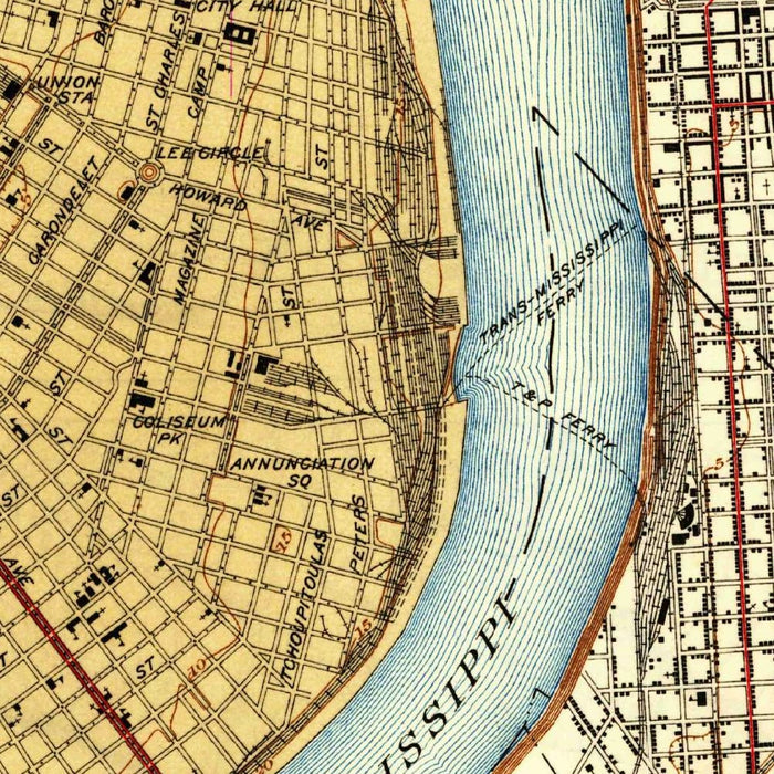 Old Map of French Quarter, Louisiana by USGS, 1939 – New Orleans, Garden District & Mississippi River