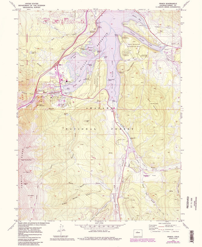 Old Map of Frisco, Colorado by USGS, 1970 – Dillon Reservoir & Breckenridge