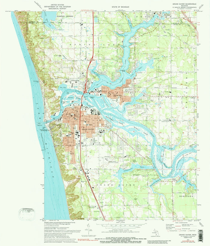 Old Map of Grand Haven, Michigan by USGS, 1972 – Lake Michigan, Grand River & Spring Lake