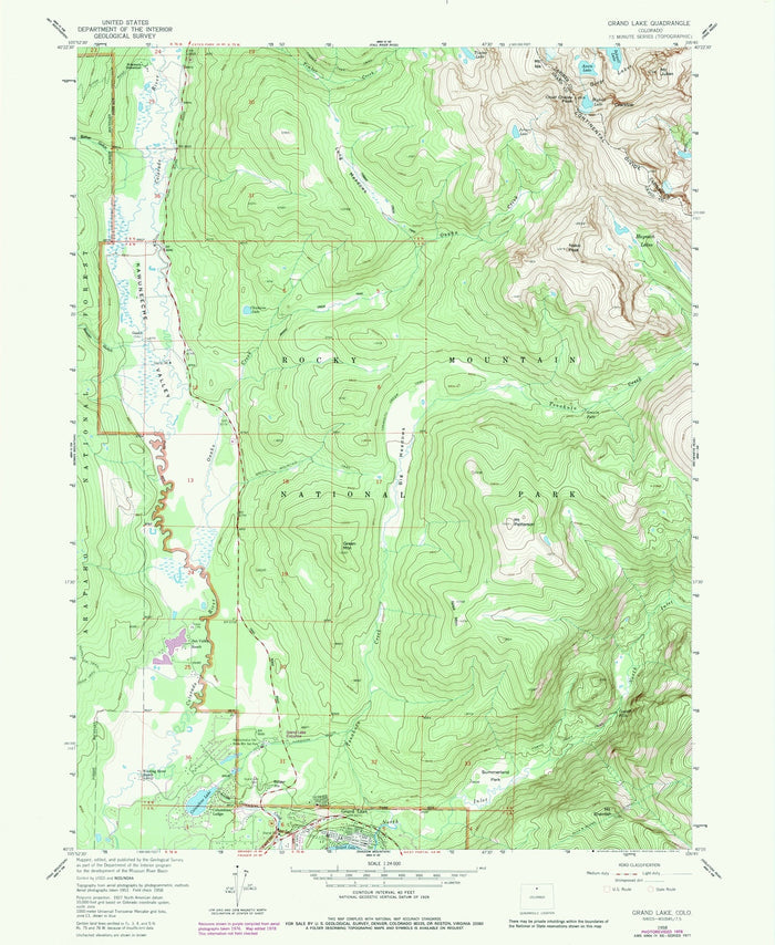 Old Map of Grand Lake, Colorado by USGS, 1958 – Rocky Mountain National Park & Shadow Mountain Lake