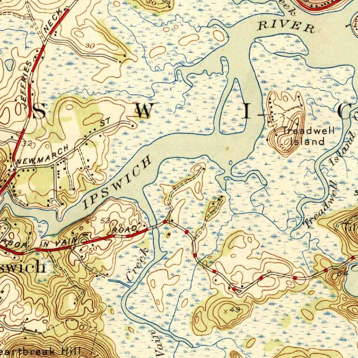 Old Map of Ipswich, Massachusetts by USGS, 1945 – Plum Island, Ipswich Bay & Cape Ann