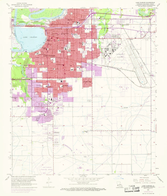 Old Map of Lake Charles, Louisiana by USGS, 1955 – Calcasieu River & Calcasieu Lake