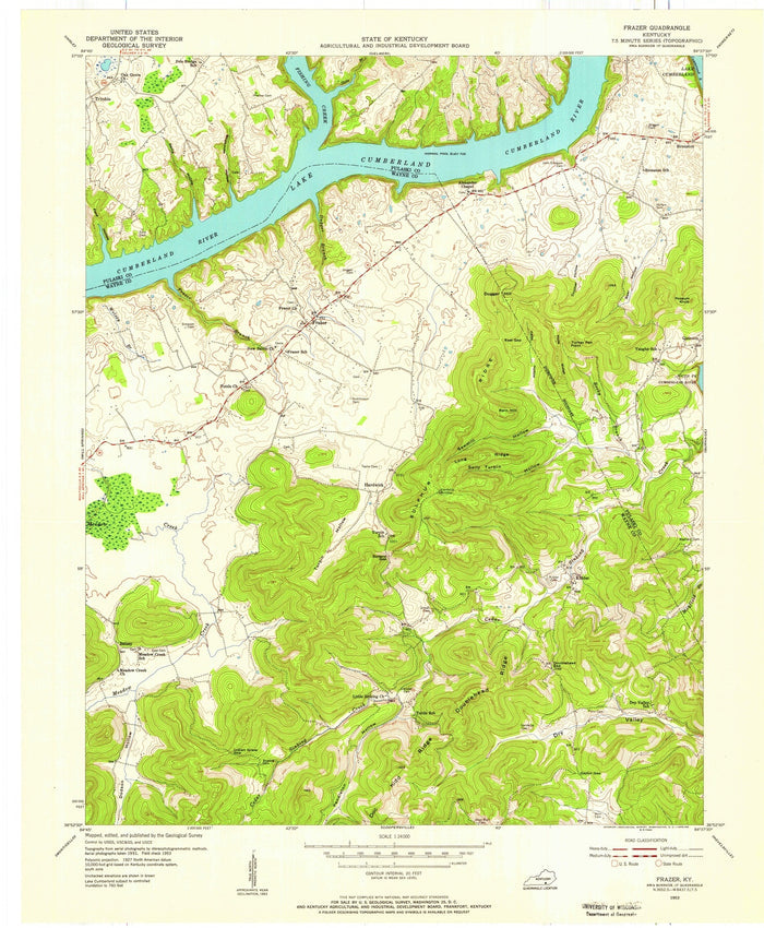 Old Map of Lake Cumberland, Kentucky by USGS, 1953 – Jamestown, Russell Springs & Cumberland River