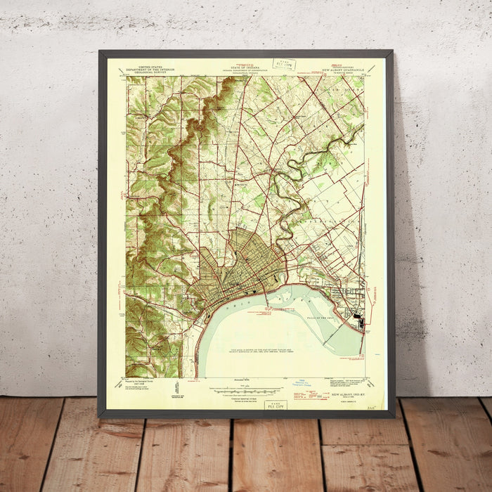 Old Map of Louisville, Kentucky by USGS, 1946 – New Albany, Ohio River & Falls of the Ohio