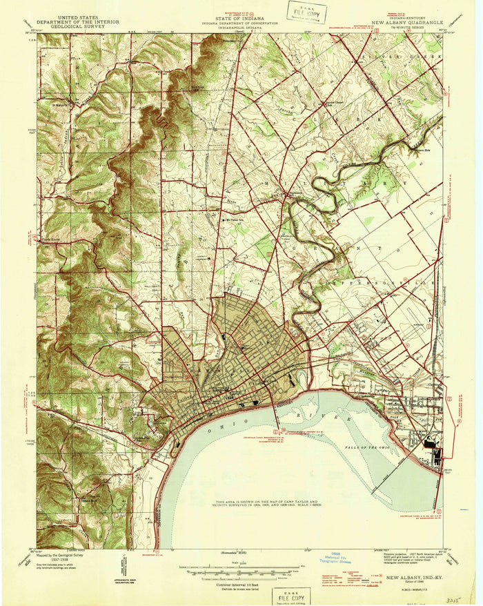 Old Map of Louisville, Kentucky by USGS, 1946 – New Albany, Ohio River & Falls of the Ohio
