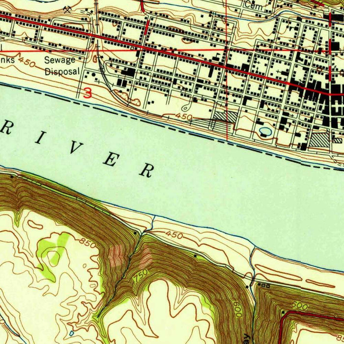 Old Map of Madison, Indiana by USGS, 1953 – Hanover, Ohio River & Clifty Falls State Park
