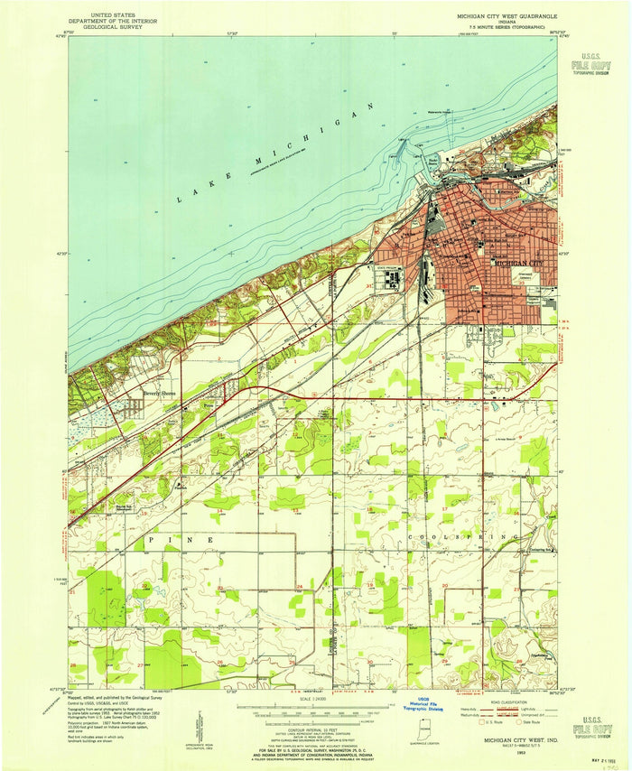 Old Map of Michigan City, Indiana by USGS, 1953 – Lake Michigan & Cool Springs