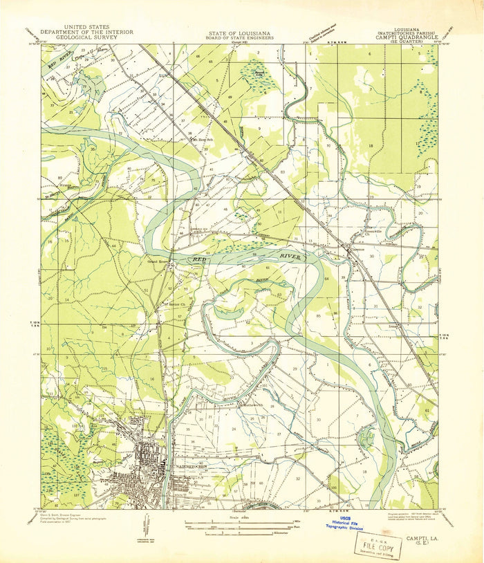 Old Map of Natchitoches, Louisiana by USGS, 1937 – Red River & Lake Natchitoches
