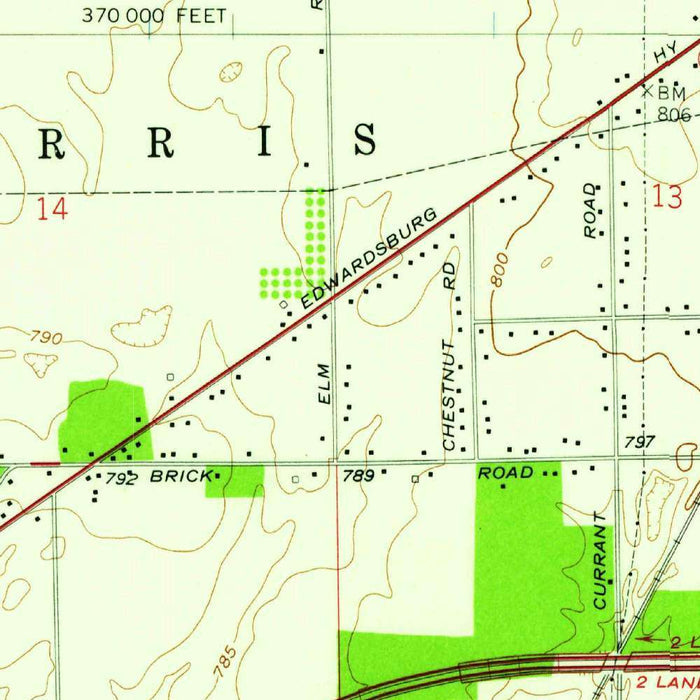 Old Map of Notre Dame, Indiana by USGS, 1958 – South Bend, Mishawaka & St. Joseph River