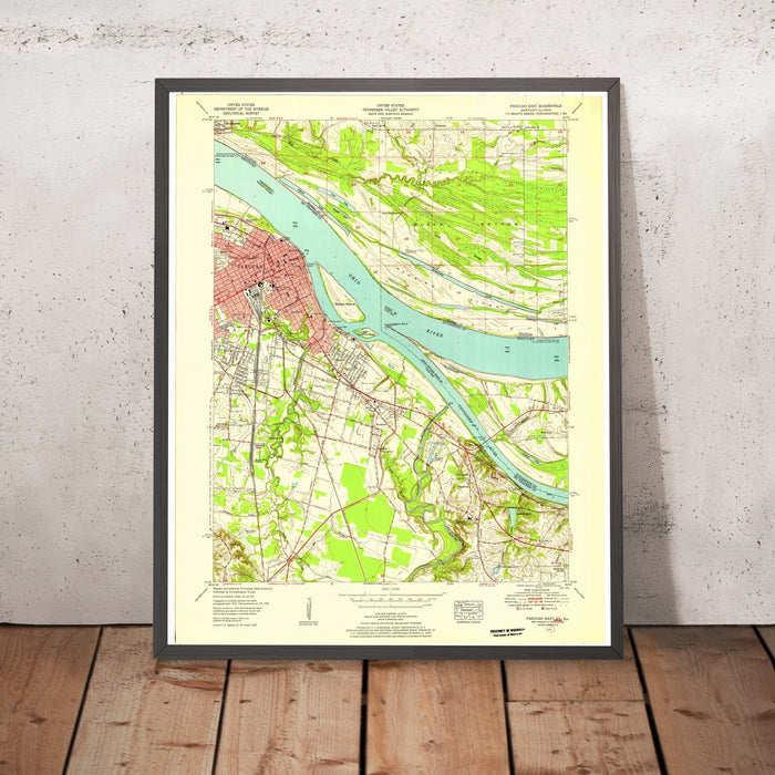 Old Map of Paducah, Kentucky by USGS, 1953 – Ohio River & Shoreline Park