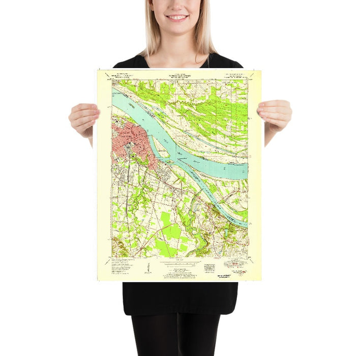 Old Map of Paducah, Kentucky by USGS, 1953 – Ohio River & Shoreline Park
