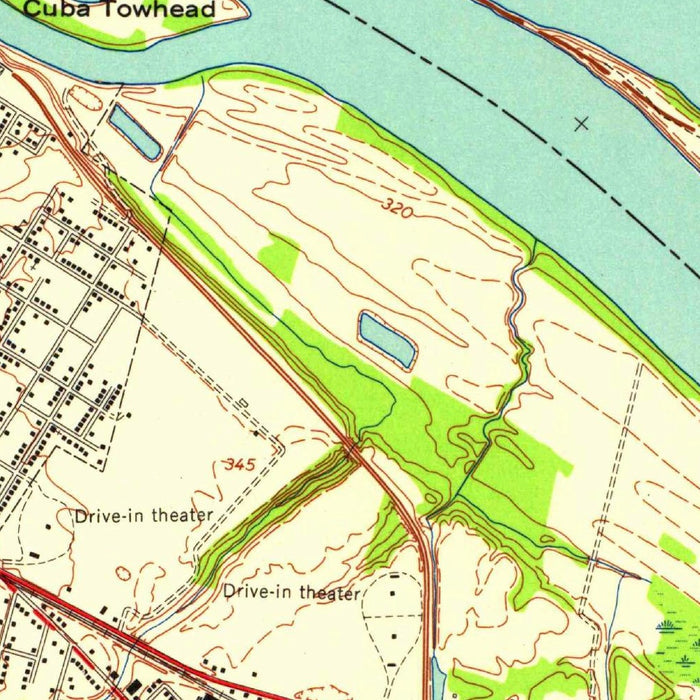 Old Map of Paducah, Kentucky by USGS, 1953 – Ohio River & Shoreline Park