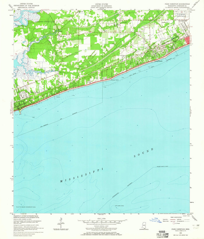 Old Map of Pass Christian, Mississippi by USGS, 1955 – Mississippi Sound & Gulf Coast