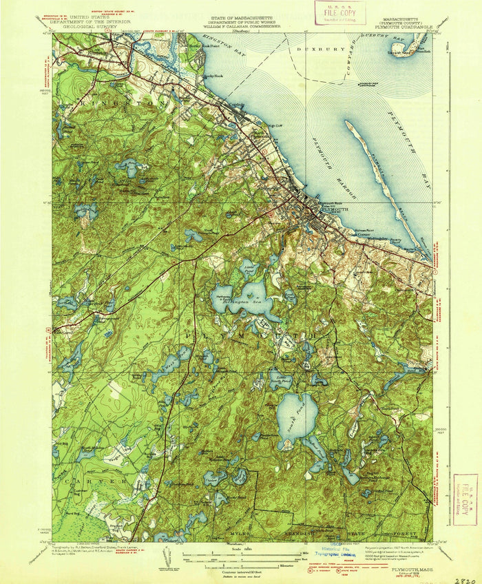 Old Map of Plymouth, Massachusetts by USGS, 1939 – Duxbury, Kingston & Plymouth Bay